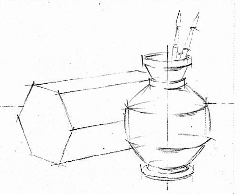 Схематическая зарисовка. Перспективные Наброски предметов. Построение предметов с натуры. Постановка бытовые предметы рисунок. Бытовые предметы в конструктивной постановке.