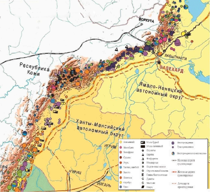 Урал ископаемые на карте