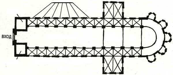 Схема плана романского собора